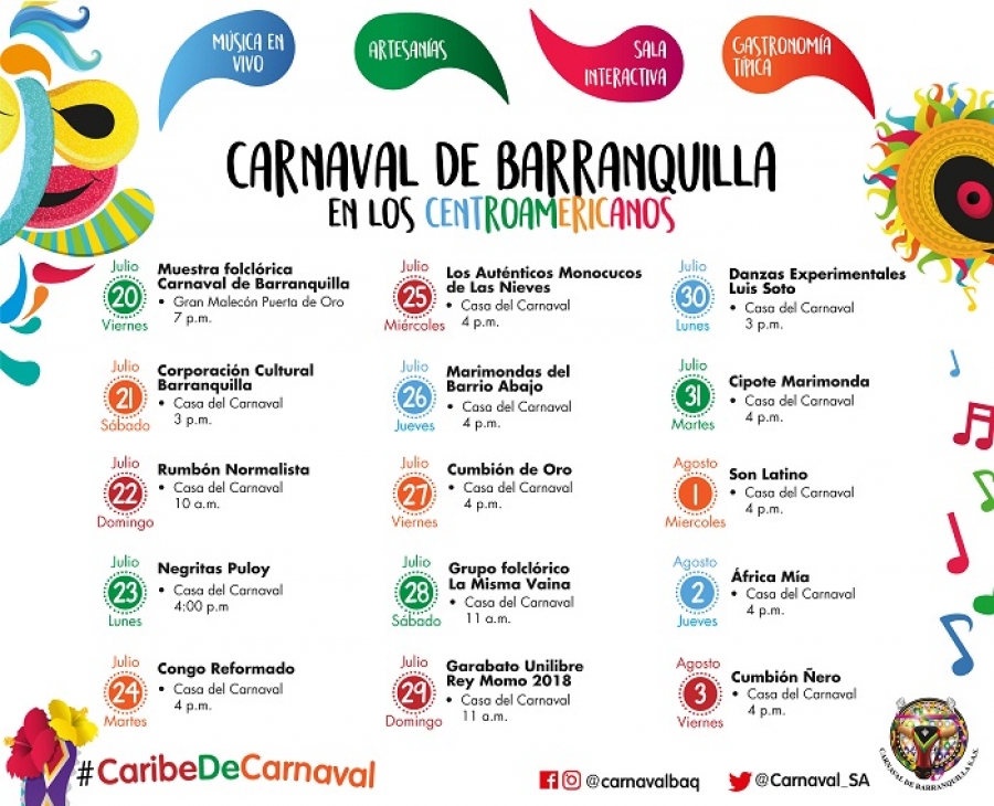 Carnaval de Barranquilla presenta agenda festiva para los Juegos