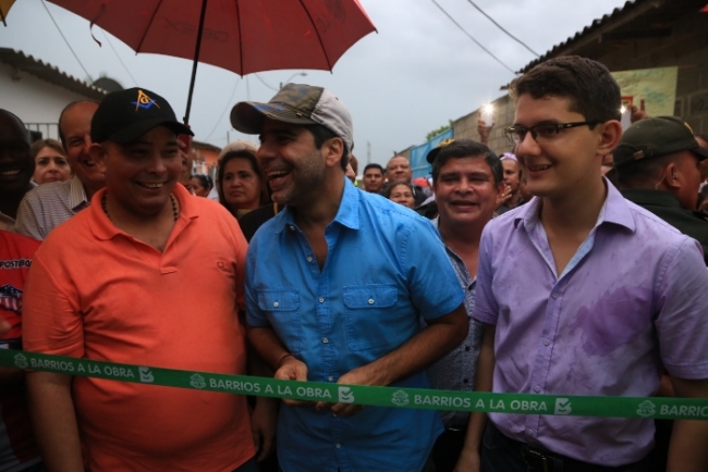 Juan Ospino, Alejandro Char y José Cadena en Las Malvinas
