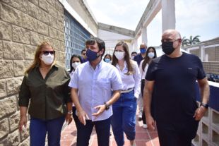 Bibiana Rincón, Jaime Pumarejo y Christian Daes durante el recorrido 