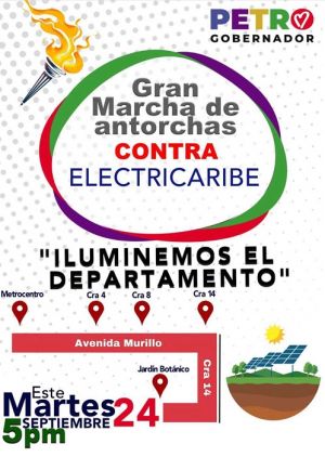 Nicolás Petro invita a gran marcha contra Electricaribe y a promover energía solar