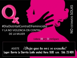 25 de noviembre, Día Distrital contra el Feminicidio y la No Violencia contra la Mujer