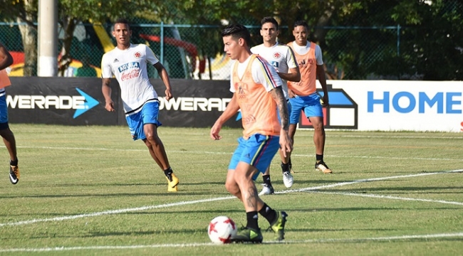 James Rodriguez, durante el entrenamiento en Barranquilla.